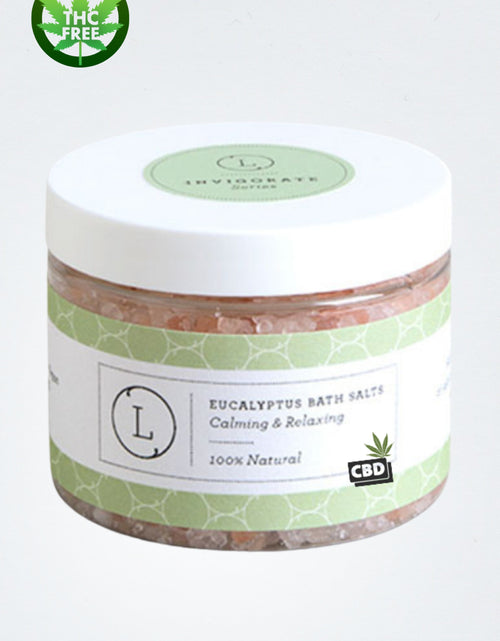 Load image into Gallery viewer, CBD Natural Eucalyptus Bath Salts with CBD, Calming and relaxing (THC free)
