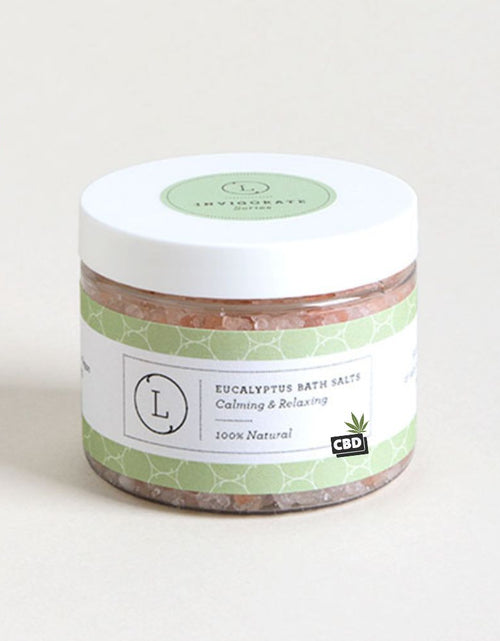 Load image into Gallery viewer, CBD Natural Eucalyptus Bath Salts with CBD, Calming and relaxing (THC free)
