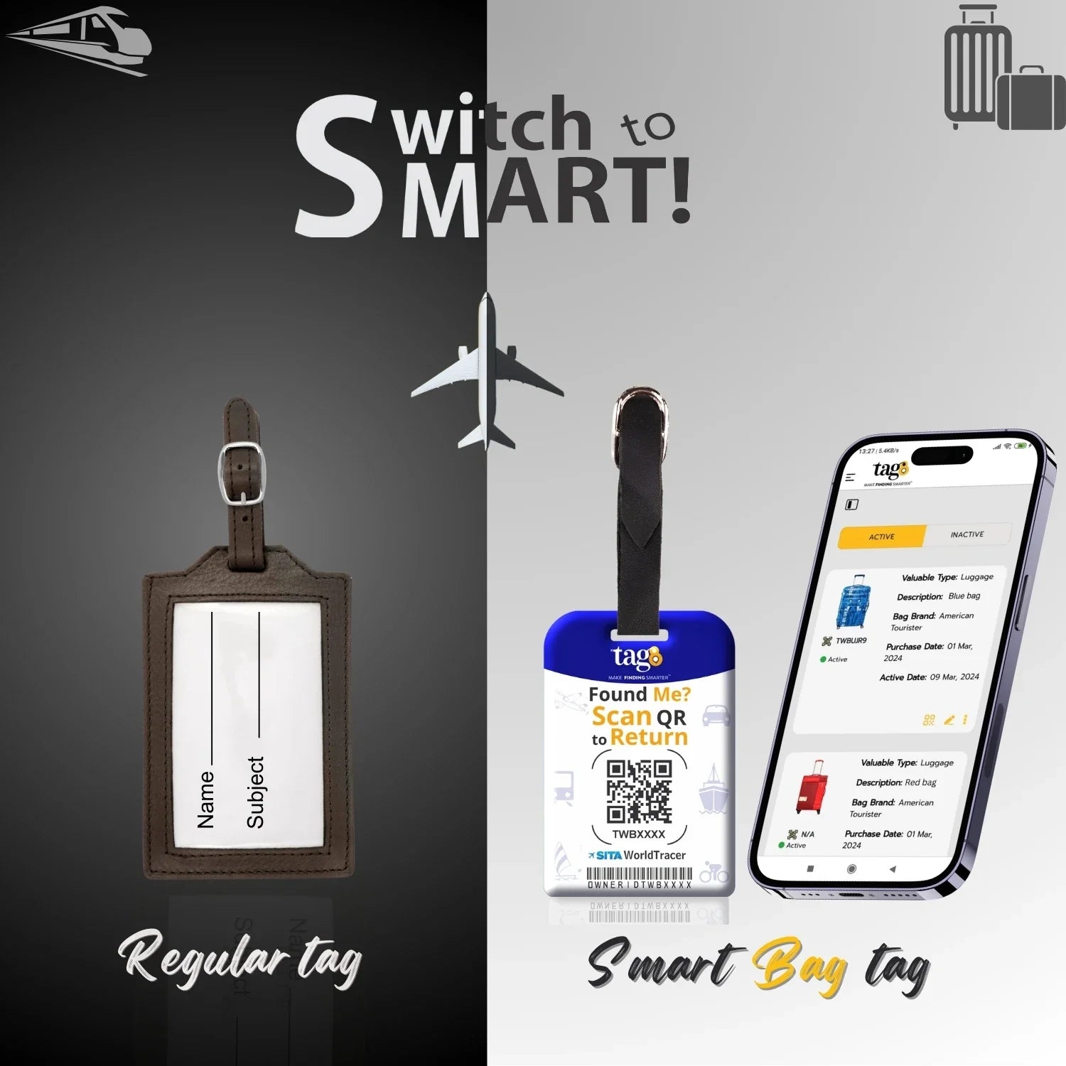 Smart Bag Security Tag - Greece Flag [Pack 2]